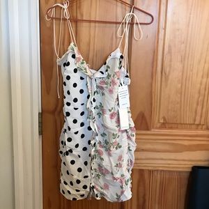 For Love & Lemons MOCHI SHIRRED MINI DRESS IN NWT